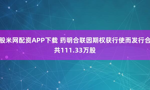 股米网配资APP下载 药明合联因期权获行使而发行合共111.33万股